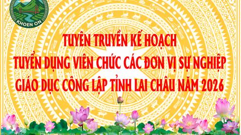Kế hoạch tuyển dụng viên chức các đơn vị sự nghiệp giáo dục công lập tỉnh Lai Châu năm 2026
